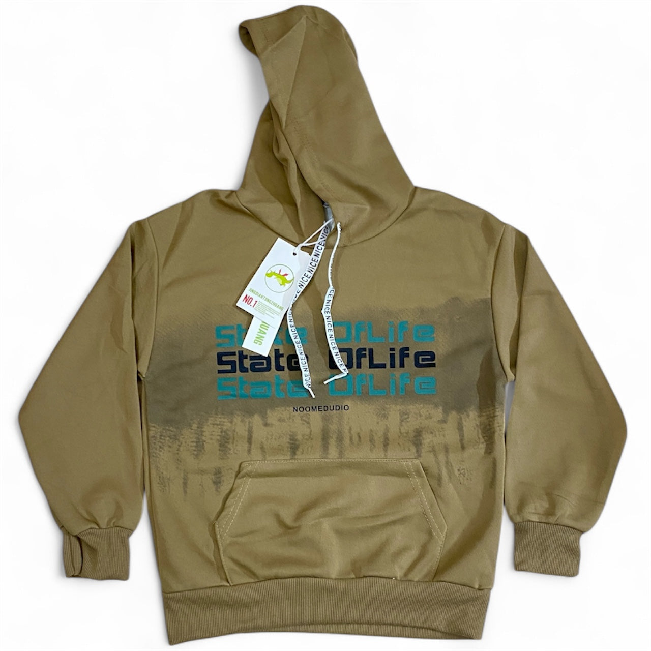 Khaki/brown soft & cozy graphic hoodie