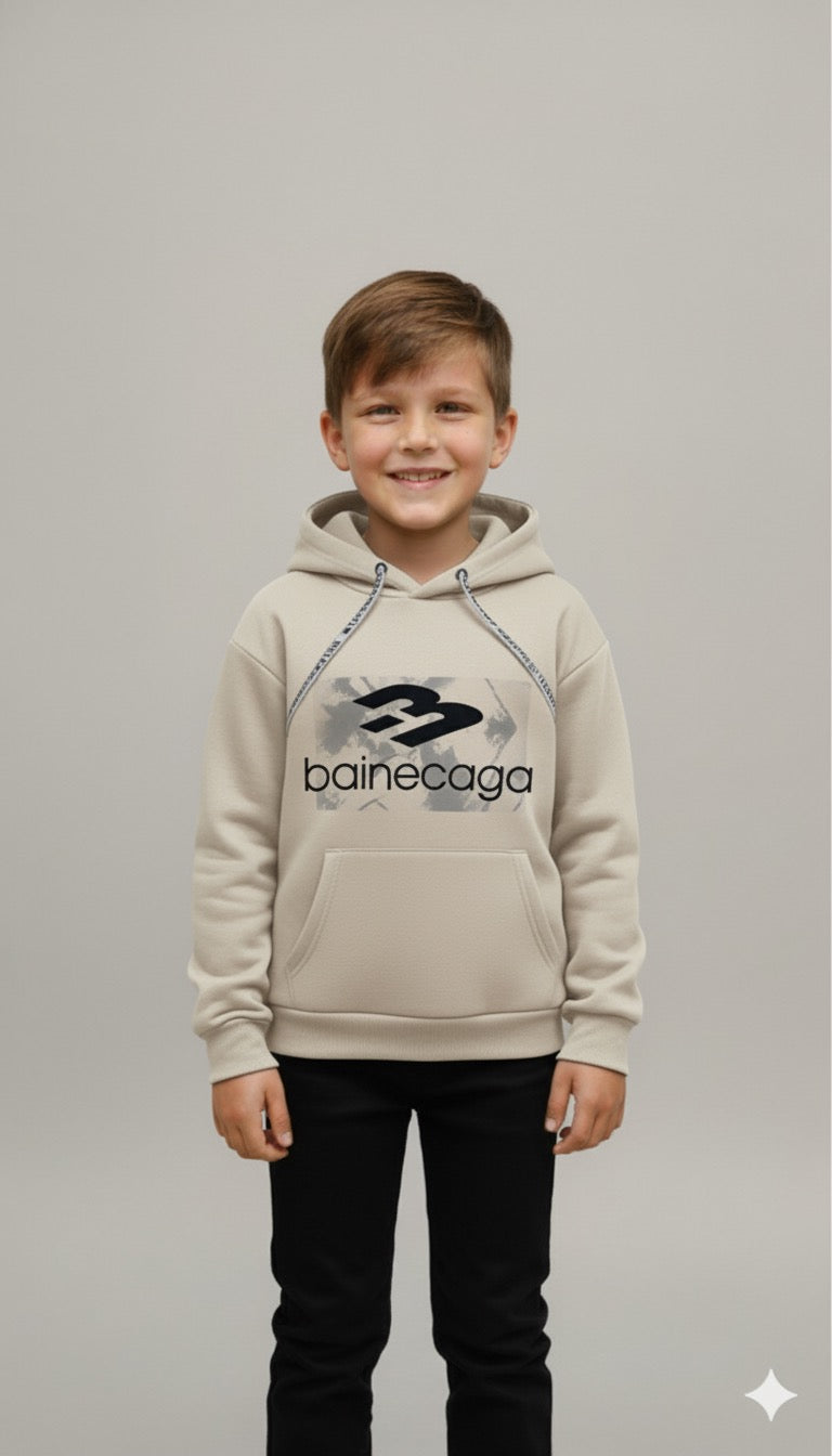 Light beige soft & cozy graphic hoodie