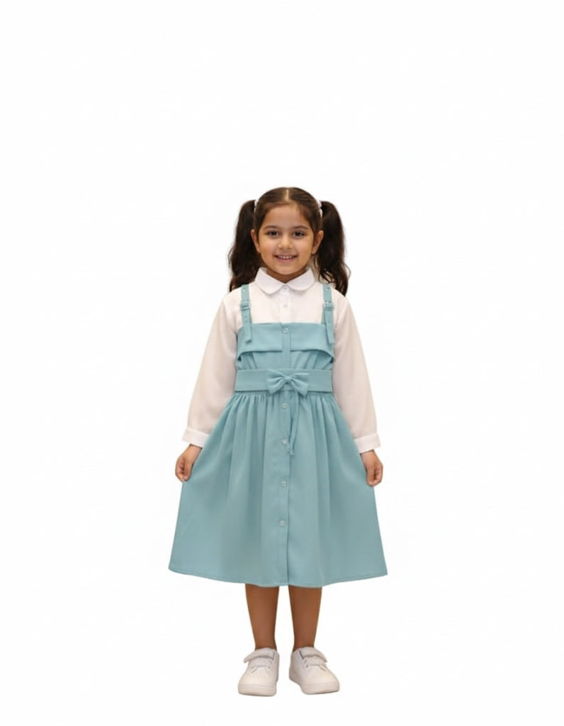 Sky blue Stylish pinafore frockset