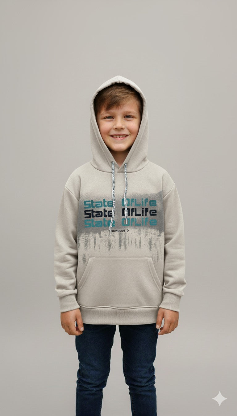 Light beige soft & cozy graphic hoodie