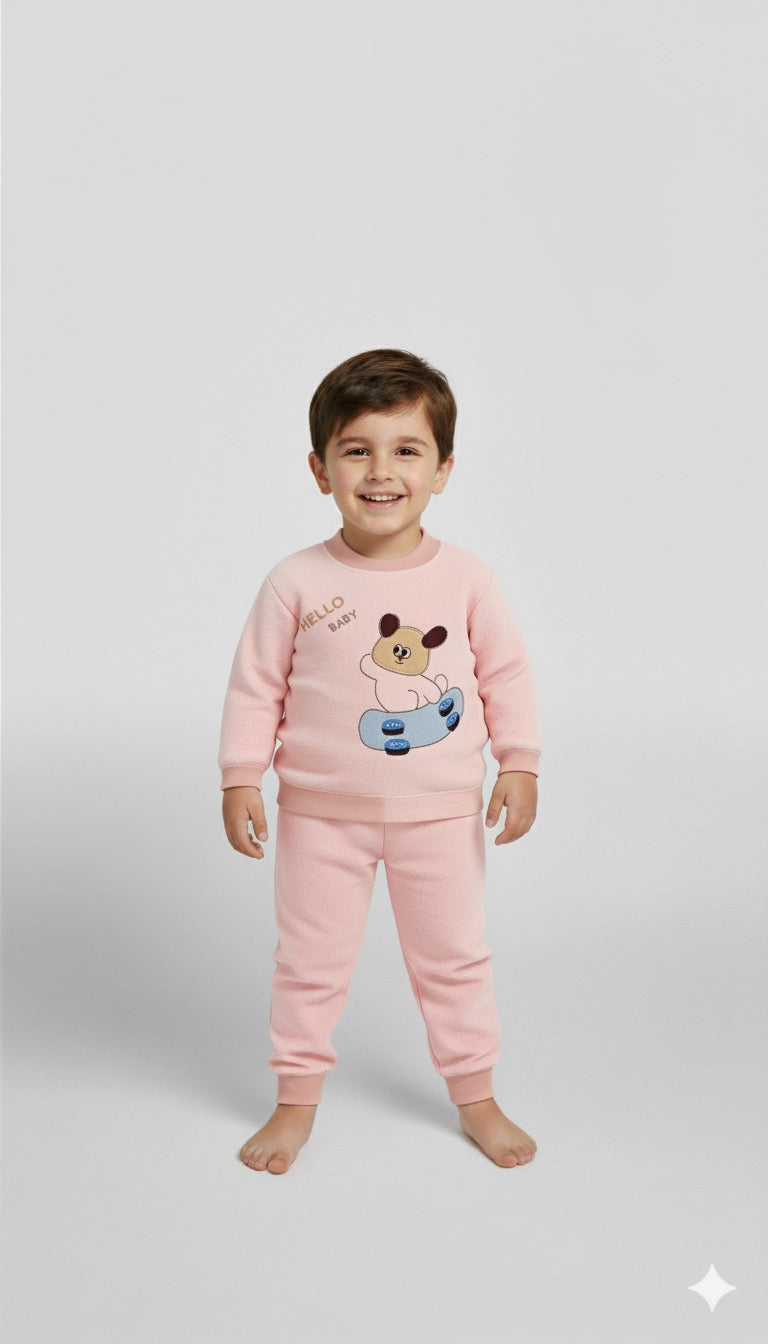 Pink hello baby velvet tracksuit