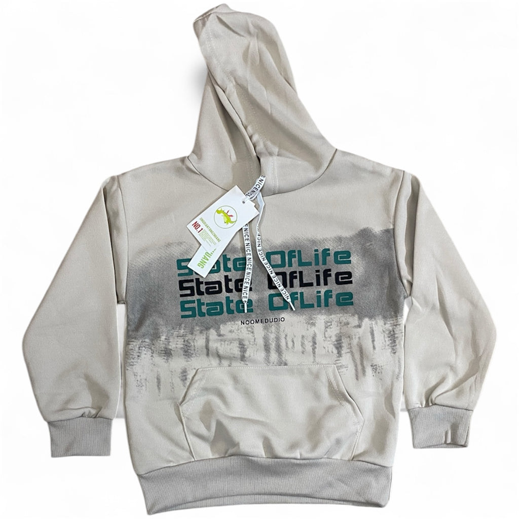 Light beige soft & cozy graphic hoodie