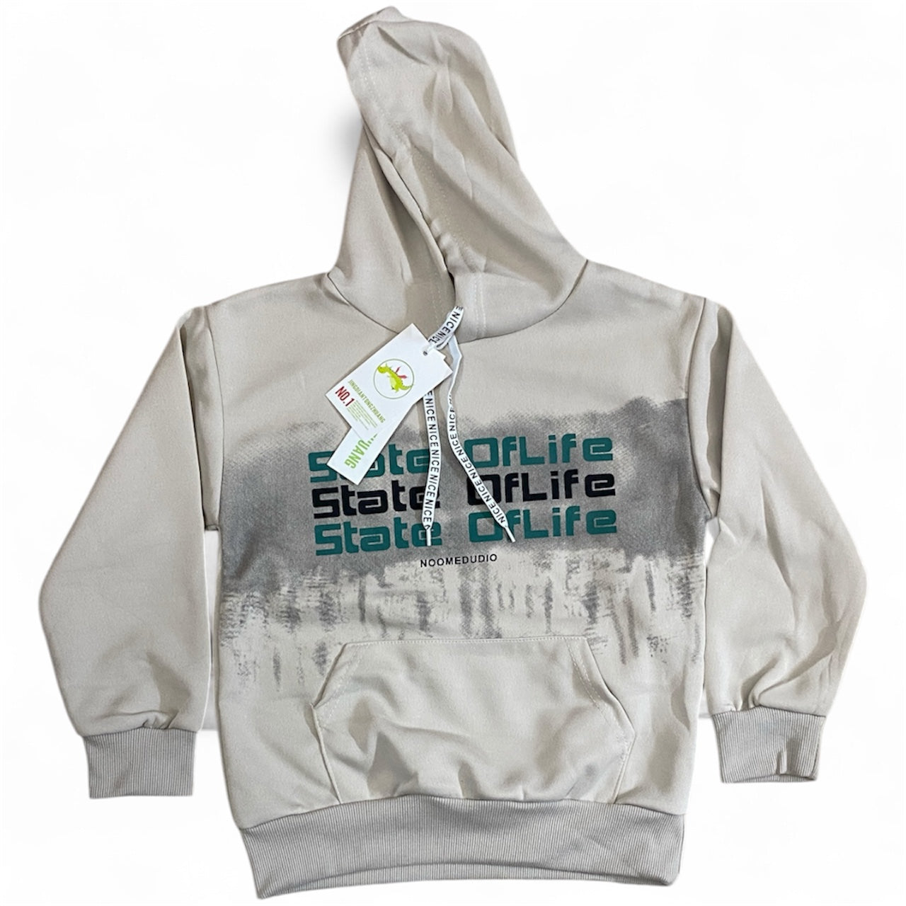 Light beige soft & cozy graphic hoodie