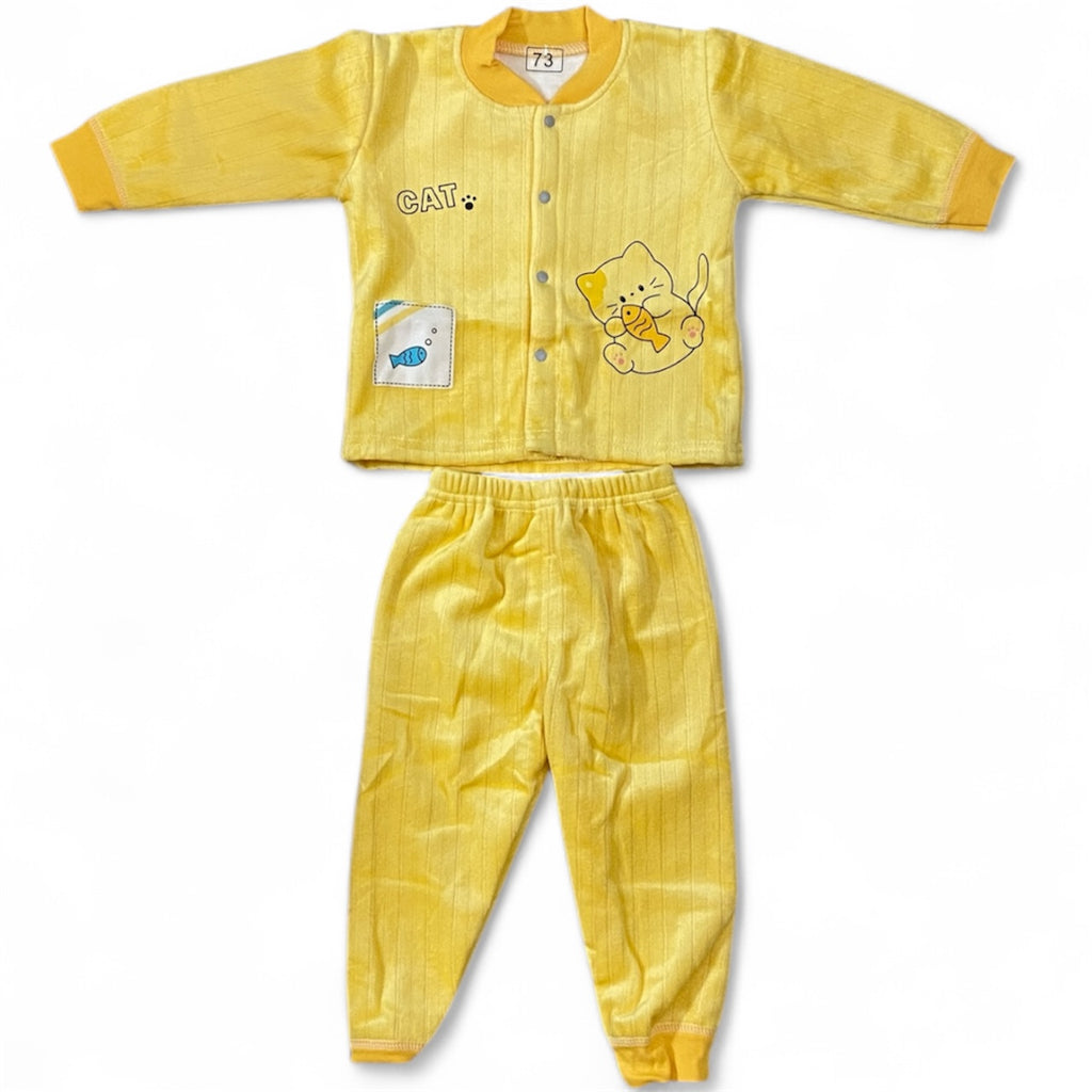 Yellow Cozy Cat Velvet Tracksuit