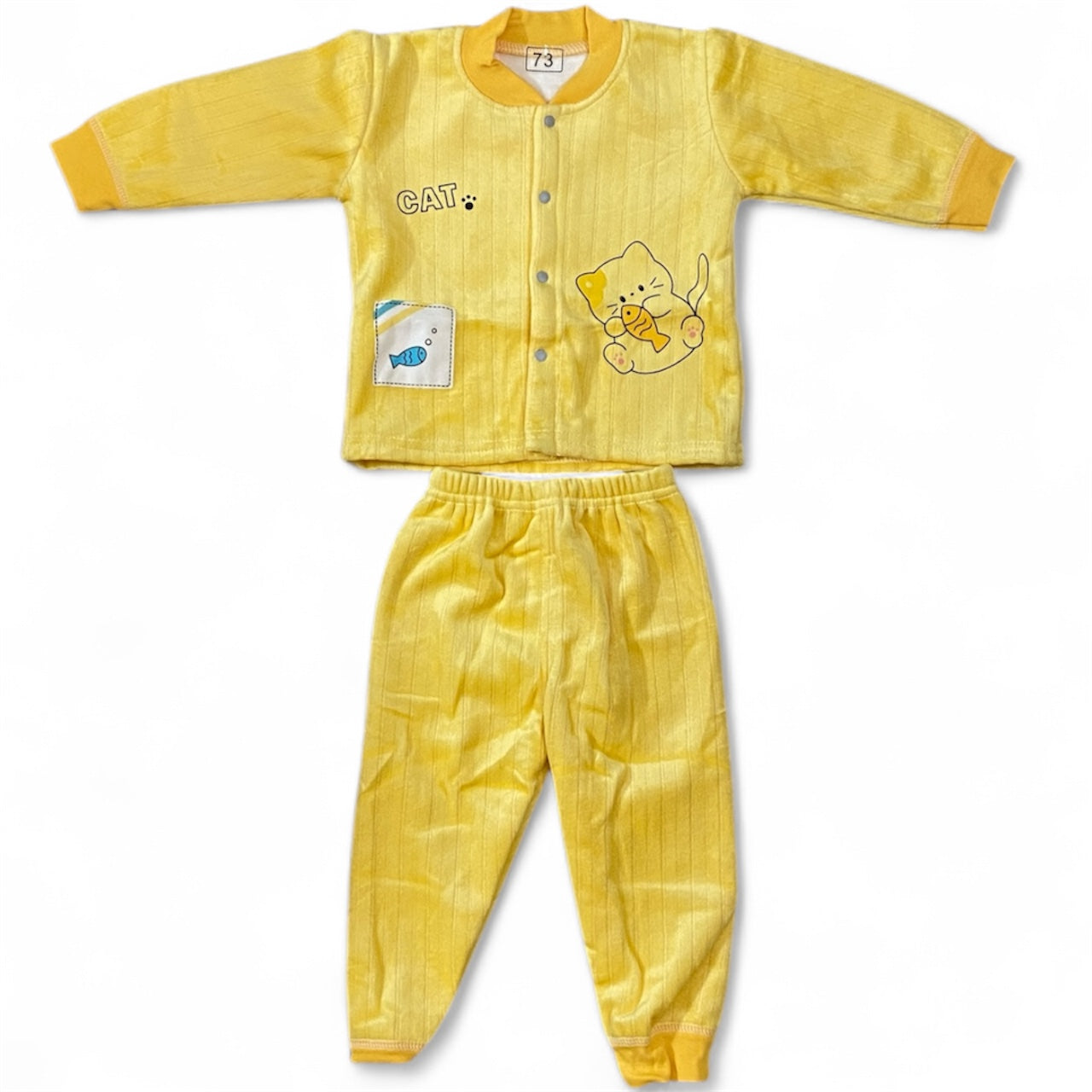 Yellow Cozy Cat Velvet Tracksuit