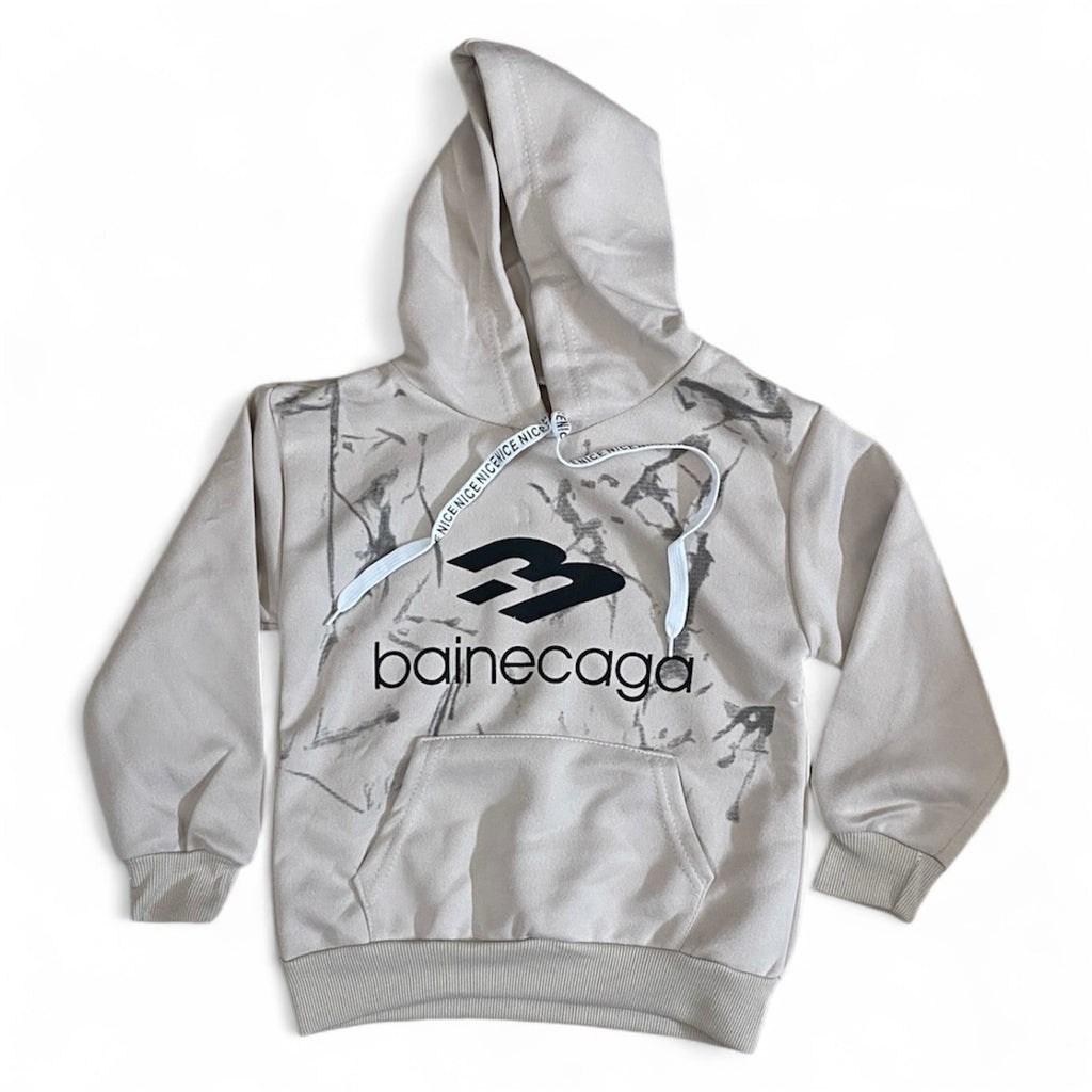 Light beige soft & cozy graphic hoodie