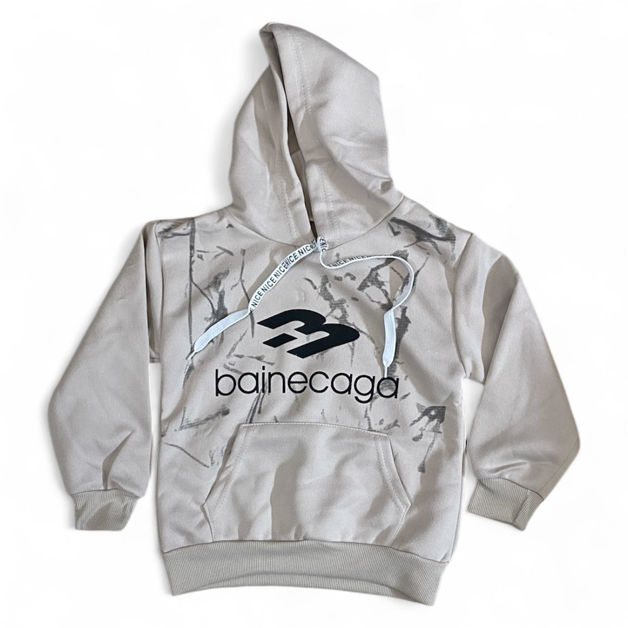 Light beige soft & cozy graphic hoodie