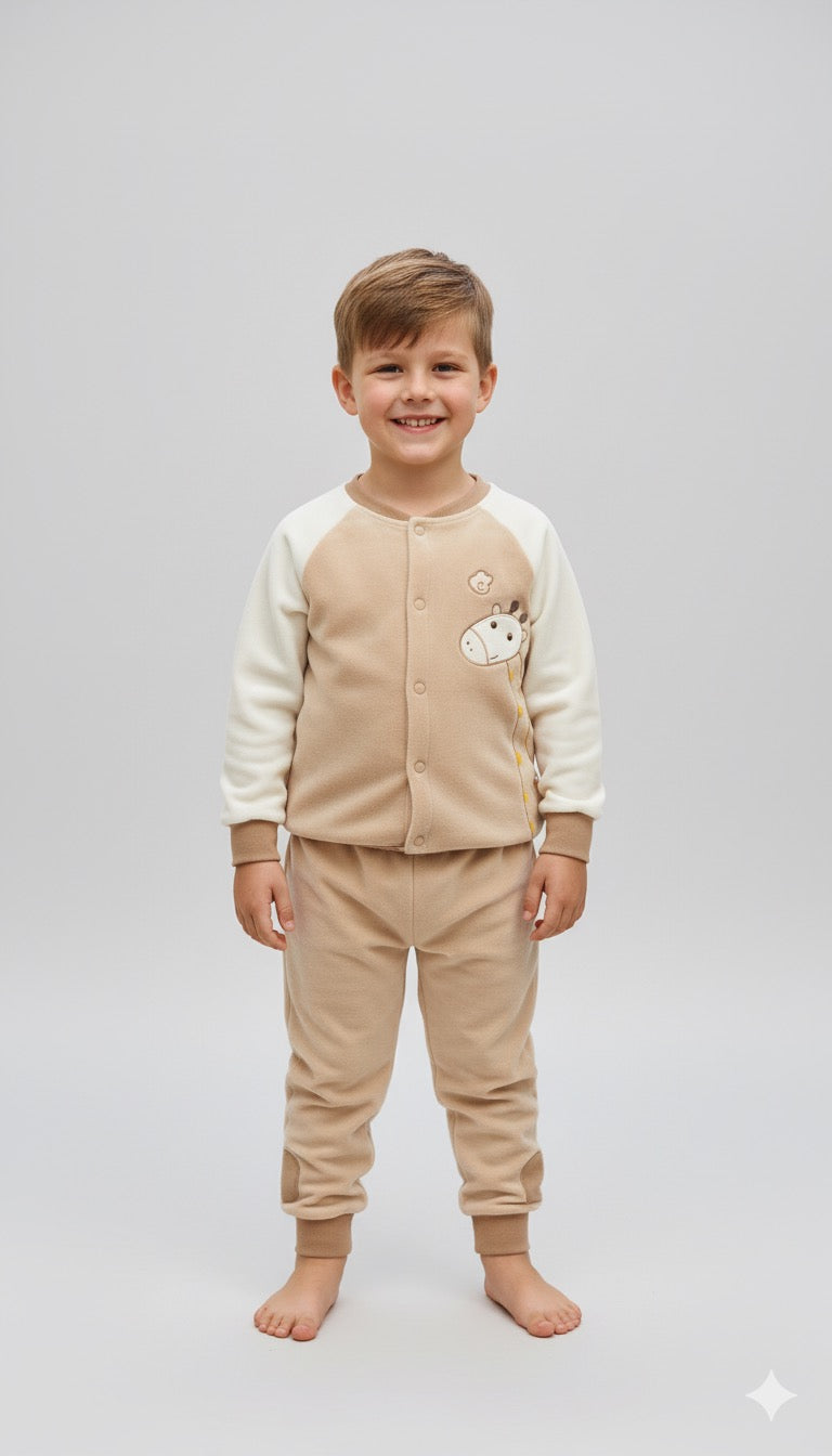 Brown Gentle giraffe velvet tracksuit