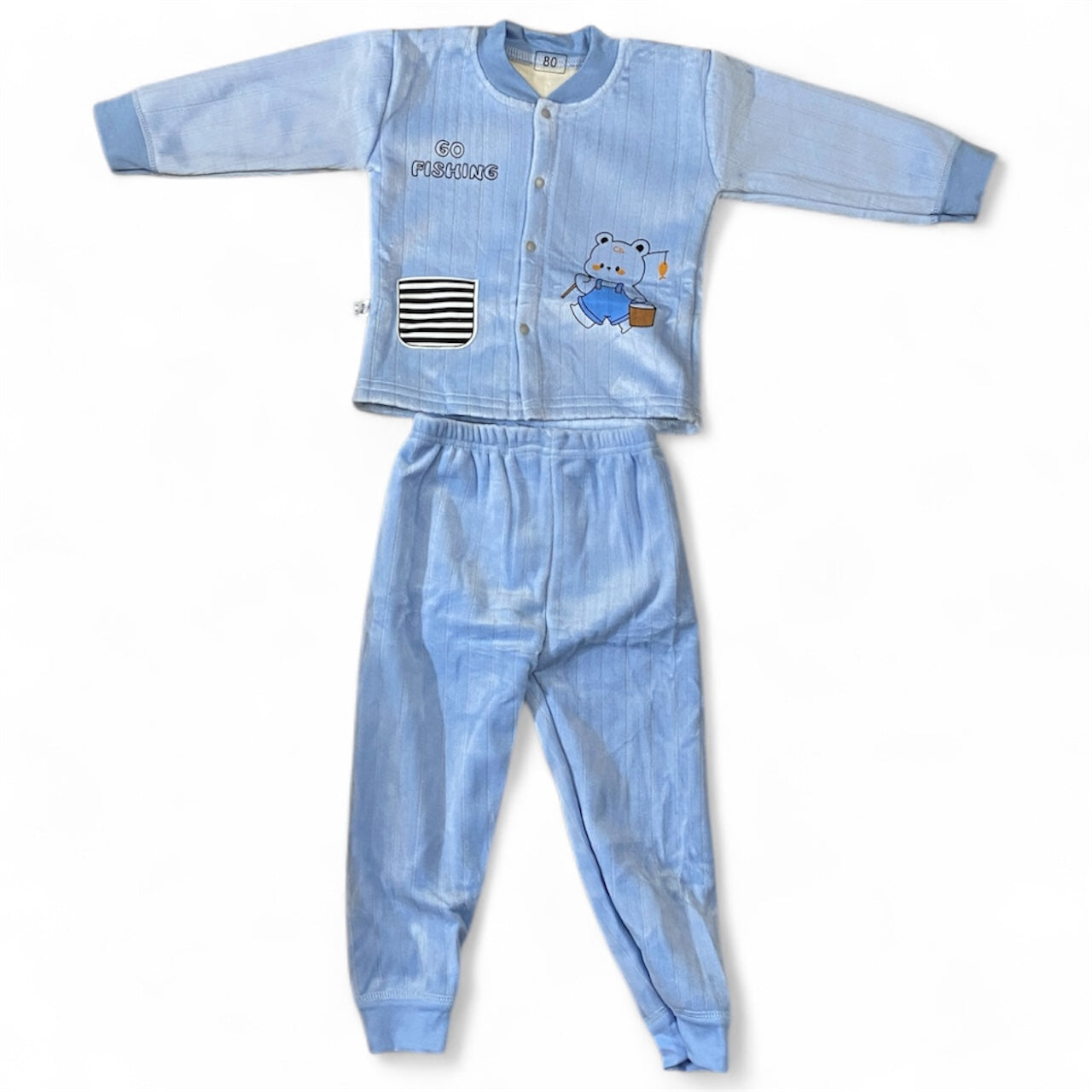 Sky blue sleepy bear velvet tracksuit