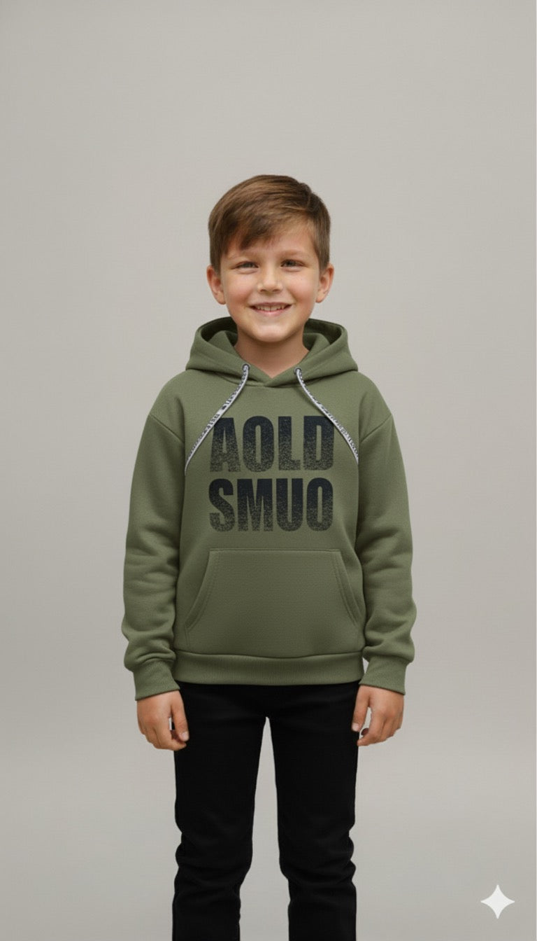 Olive green soft & cozy graphic hoodie