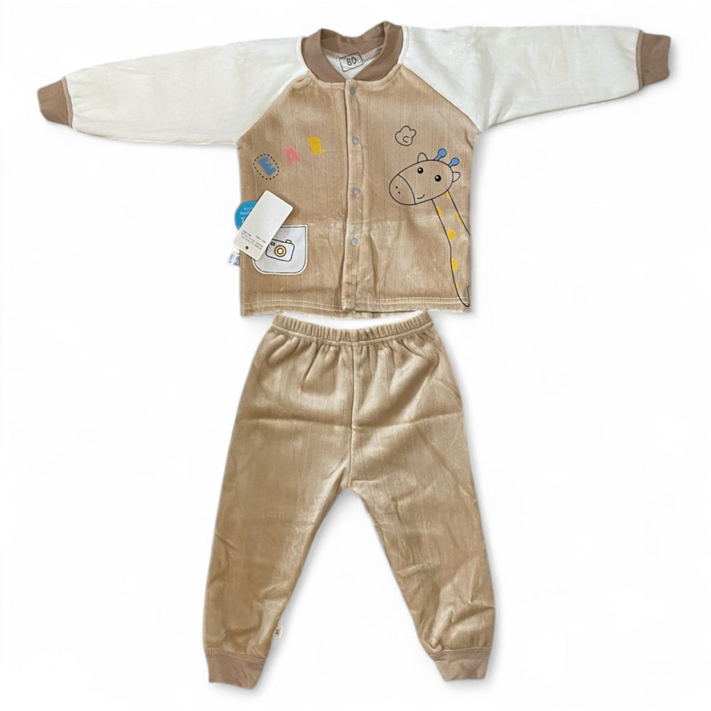 Brown Gentle giraffe velvet tracksuit