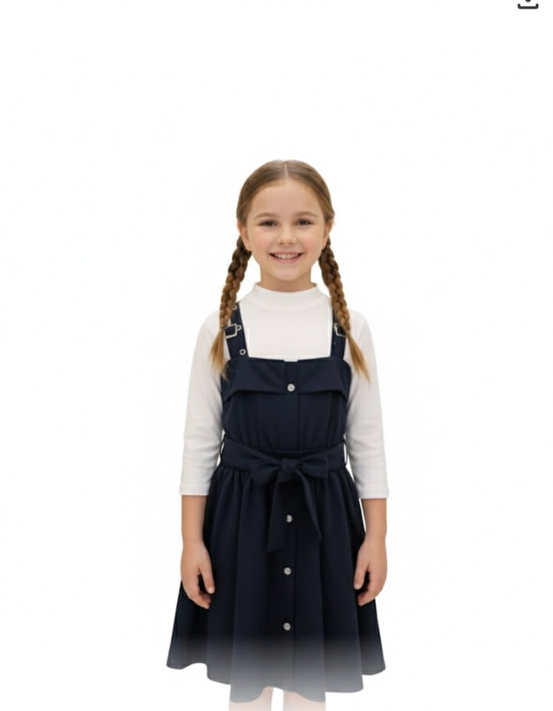 Deep black stylish pinafore frockset