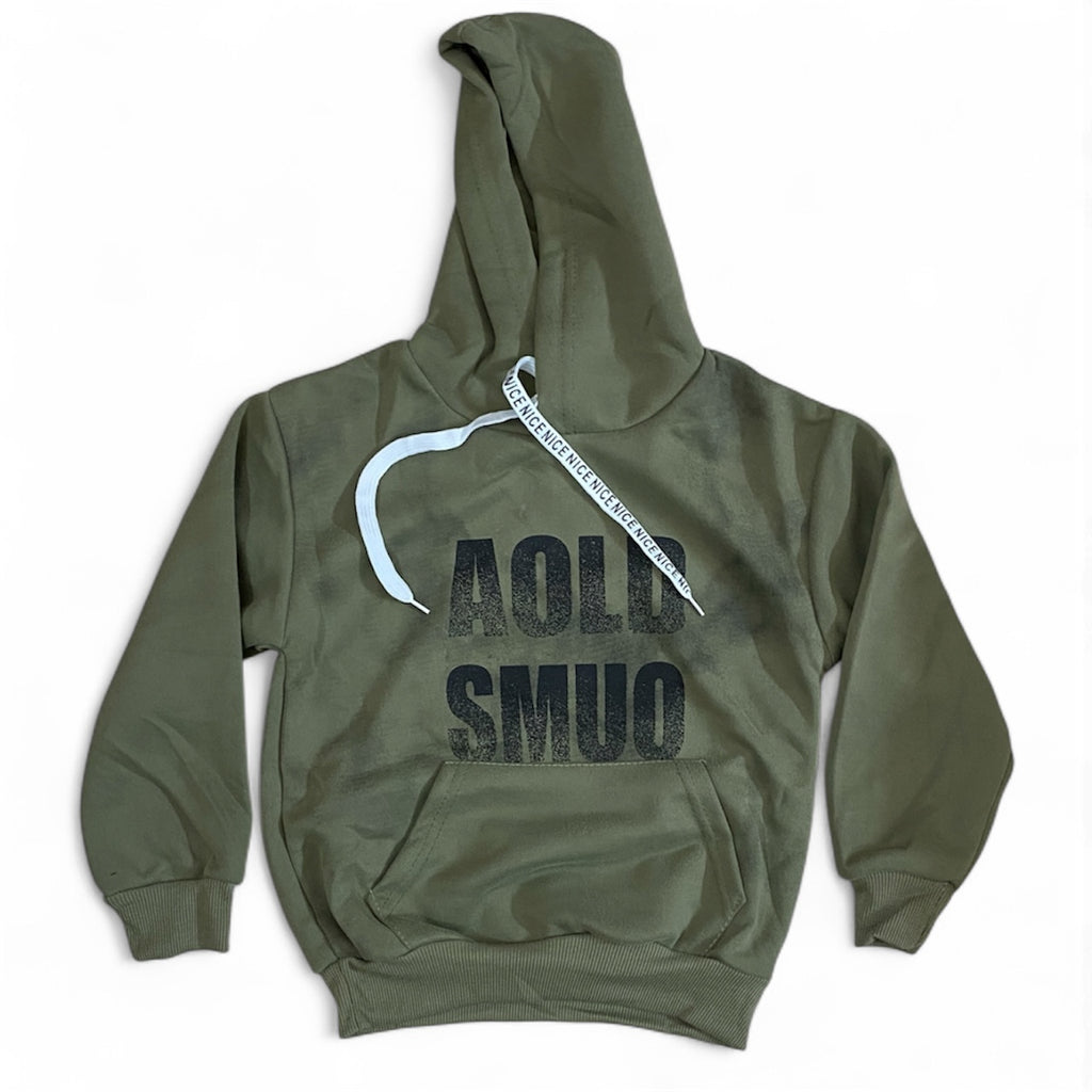 Olive green soft & cozy graphic hoodie