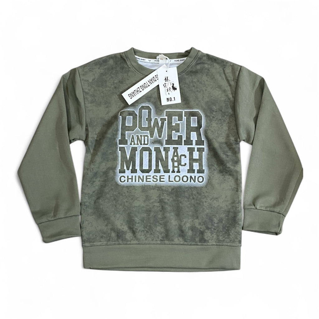 Olive green soft & cozy graphic sweatshirt